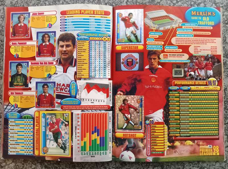 MERLIN Premier League sticker collection 1998 - COMPLETE 504 STICKER COLLECTION in OFFICAL BOOK