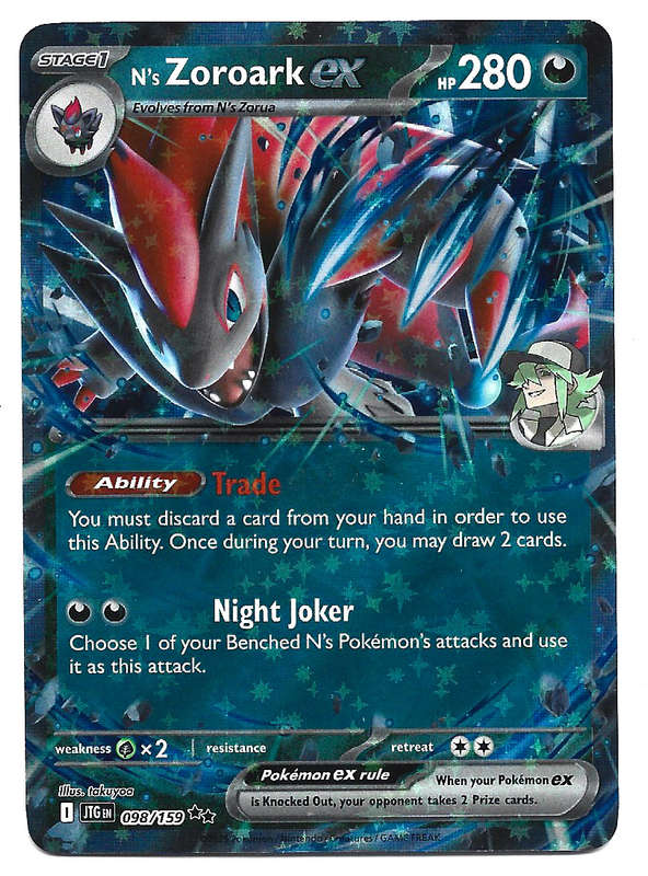 N's ZOROARK EX - D/RARE HOLO  98/159 POKEMON TCG JOURNEY TOGETHER TRADING CARD