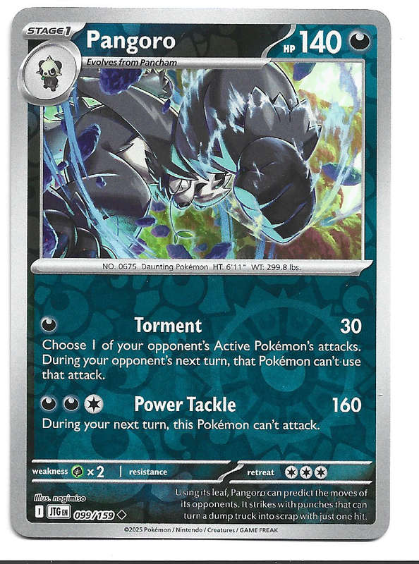 PANGORO - REVERSE HOLO  99/159 POKEMON TCG JOURNEY TOGETHER TRADING CARD