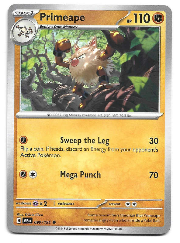 PRIMEAPE -  COMMON  99/191 POKEMON TCG SURGING SPARKS TRADING CARD