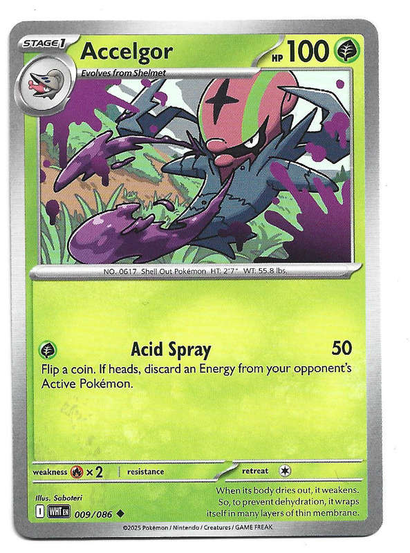 ACCELGOR - UNCOMMON  9/86 POKEMON TCG WHITE FLARE TRADING CARD
