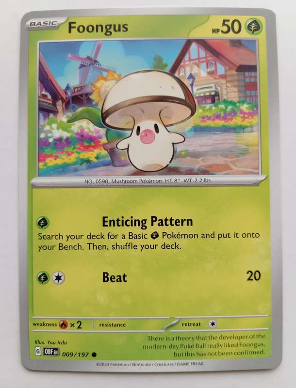 POKEMON CARD - FOONGUS  9/197 COMMON OBSIDIAN FLAMES 2023 - MINT