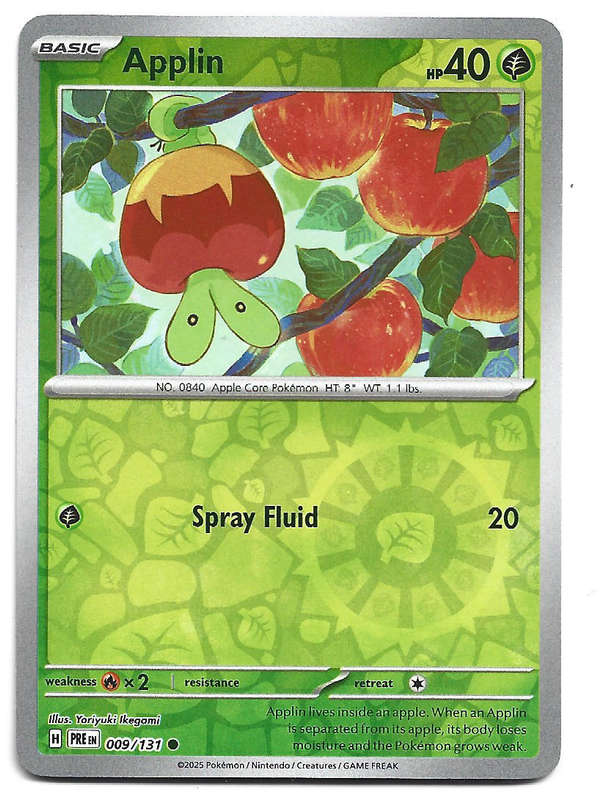 APPLIN  - REVERSE HOLO  9/131  POKEMON PRISMATIC EVOLUTIONS TRADING CARD