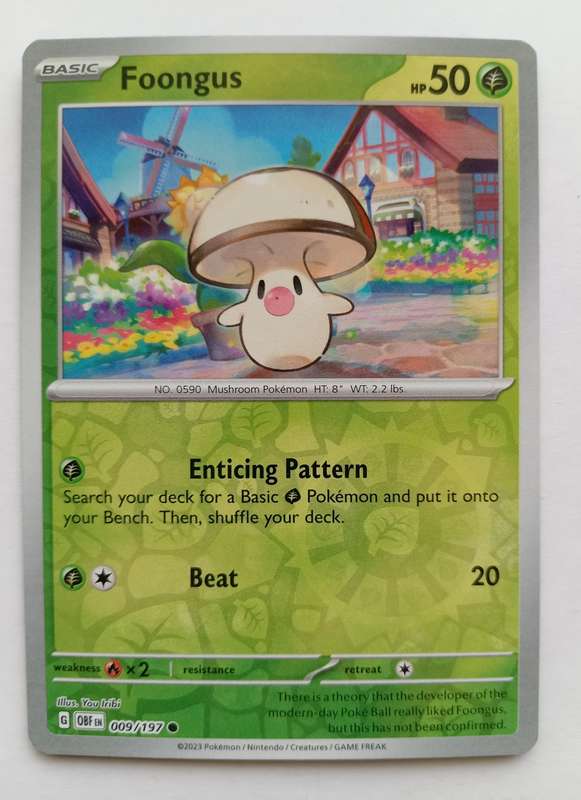 FOONGUS -  REVERSE HOLO  9/197  POKEMON TCG OBSIDIAN FLAMES TRADING CARD