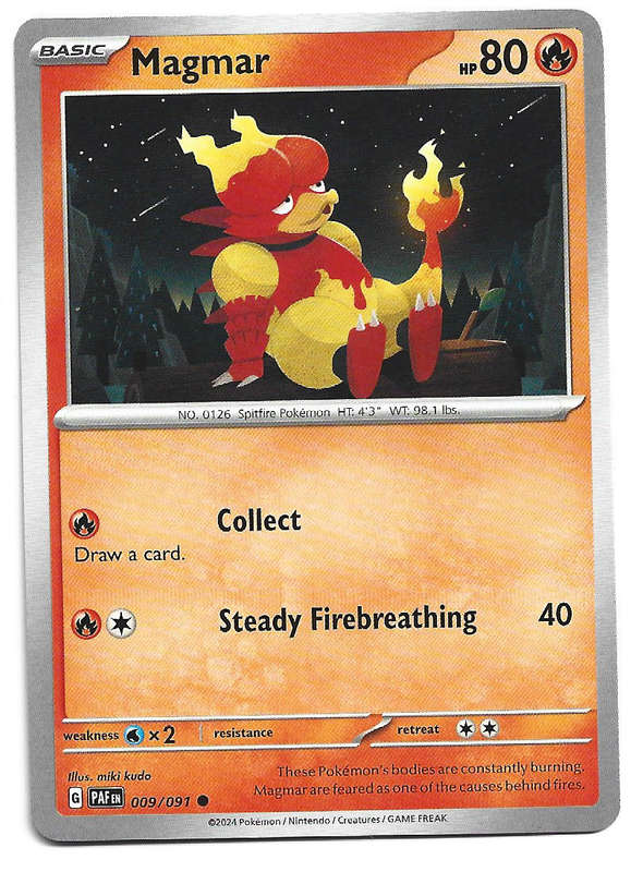 MAGMAR -  COMMON 9/91 POKEMON TCG PALDEAN FATES  TRADING CARD