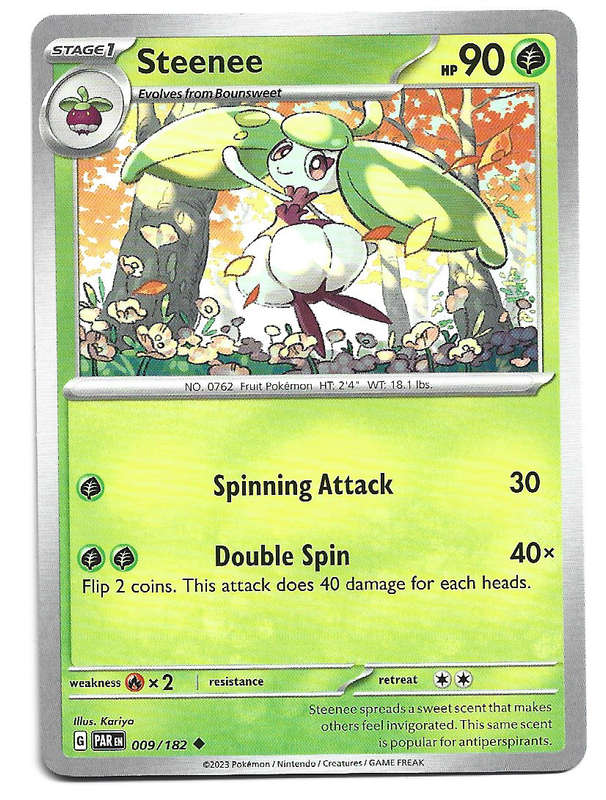 STEENEE  -   COMMON POKEMON PARADOX RIFT  9/182 TRADING CARD