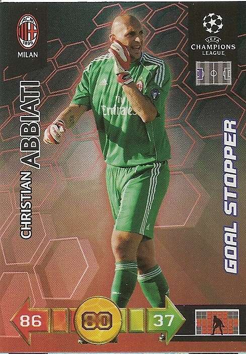 CHRISTIAN ABBIATI - PANINI `CHAMPIONS LEAGUE` 2010/2011 - FOIL `GOAL STOPPER` TRADING CARD