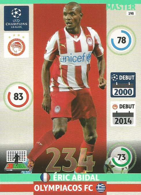 ERIC ABIDAL - PANINI  CHAMPIONS LEAGUE  2014/15 COLLECTION - "MASTER" TRADING CARD 198