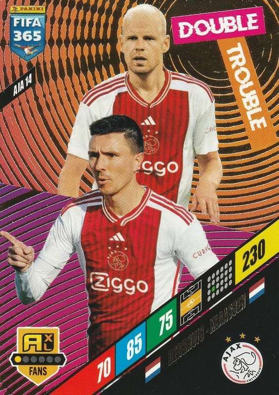 AJAX - PANINI `FIFA 365 COLLECTION` 2024 - `DOUBLE TROUBLE` FOIL TRADING CARD AIA14