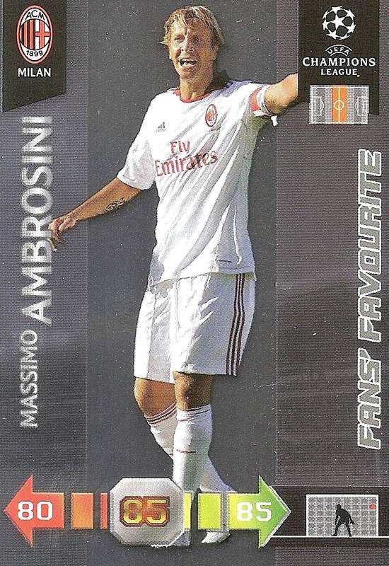 MASSIMO AMBROSINI - PANINI `CHAMPIONS LEAGUE` 2010/2011 - FOIL `FANS FAVOURITE` TRADING CARD