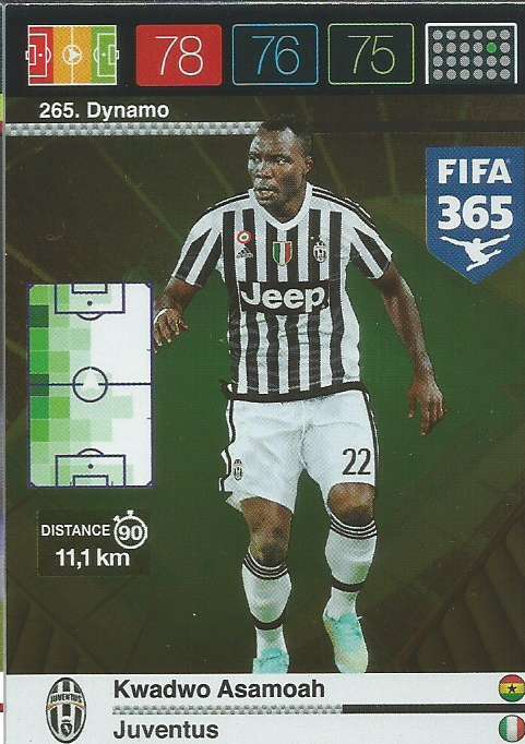 KWADWO ASAMOAH - PANINI "FIFA 365" 2016 COLLECTION - FOIL "DYNAMO" TRADING CARD 265