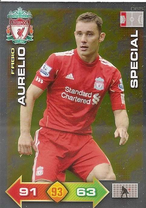 FABIO AURELIO - PANINI LIVERPOOL 2011/12 COLLECTION - RARE  GOLD  "SPECIAL" TRADING CARD 65