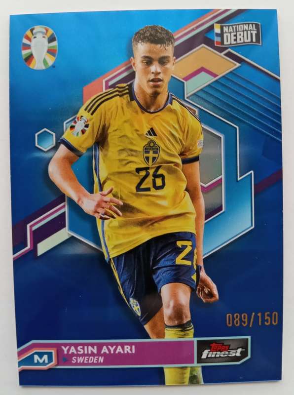 YASIN AYARI (Sweden) - TOPPS FINEST CHROME RT EURO 2024 - ROOKIE  CHROME TRADING CARD 89 of 150