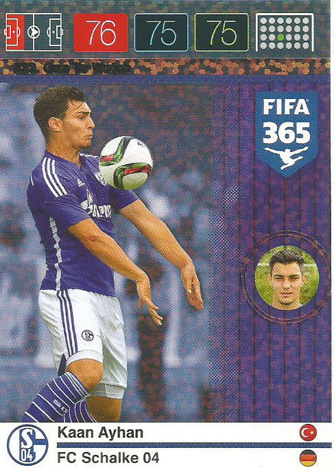 KAAN AYHAN - PANINI "FIFA 365" 2016 COLLECTION - FOIL "ONE to WATCH" TRADING CARD 222