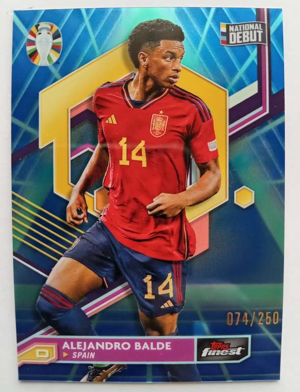 ALEJANDRO BALDE (Spain) - TOPPS FINEST CHROME RT EURO 2024 - ROOKIE  CHROME TRADING CARD 74 of 250