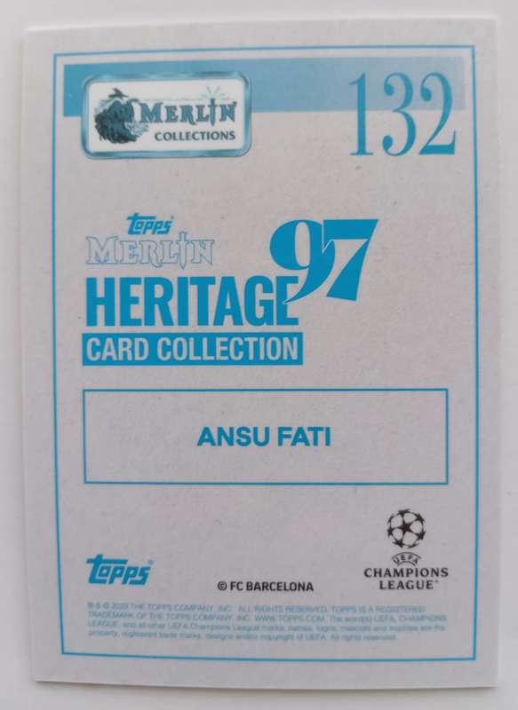 ANSU FATI (Barcelona) - TOPPS MERLIN Heritage C/League 2022 - CHROME ACTION TRADING CARD 132