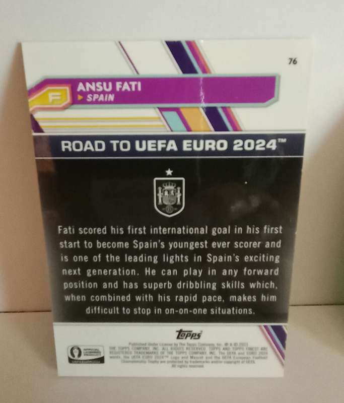 ANSU FATI - TOPPS FINEST Road/Euro 2024 - GREEN CHROME TRADING CARD 124 of 125