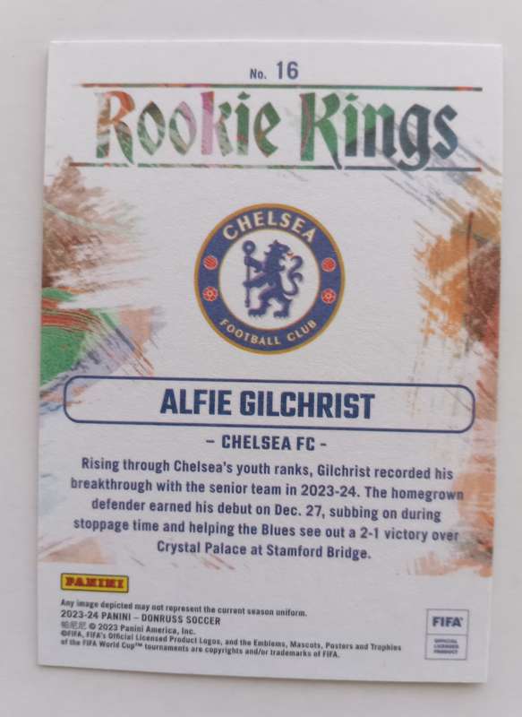 ALFIE GILCHRIST (Chelsea) - PANINI DONRUSS ROOKIE KINGS 2023/24 - BRONZE ROOKIE TRADING CARD 16