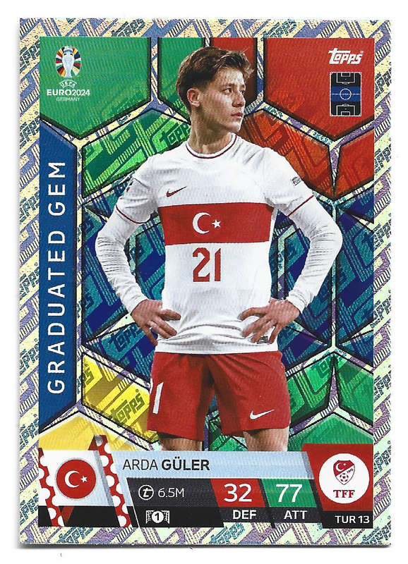 ARDA GULER - Topps `UEFA EURO 2024` Collection - ROOKIE  FOIL`GRADUATED GEM` Trading Card