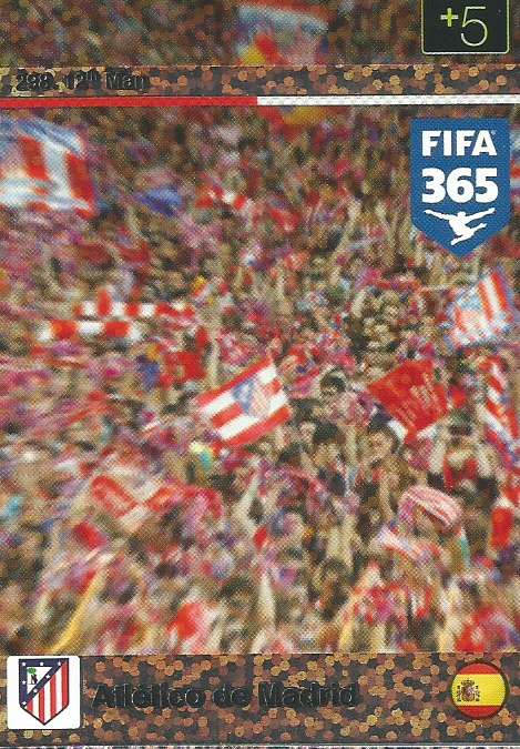 ATLETICO DE MADRID - PANINI "FIFA 365" 2016 COLLECTION - FOIL "12th MAN" TRADING CARD 298