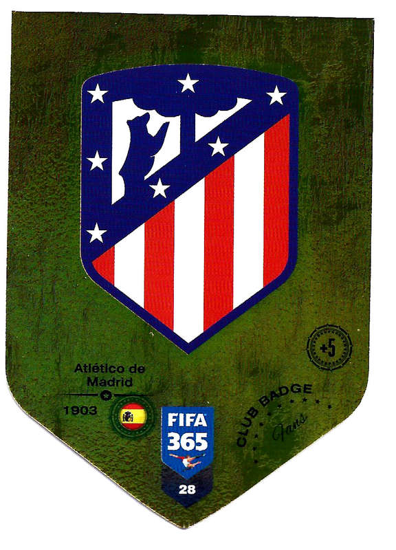 ATLETICO DE MADRID - PANINI FIFA 365 2019 COLLECTION - DIE CUT FOIL `CLUB BADGE` TRADING CARD 28