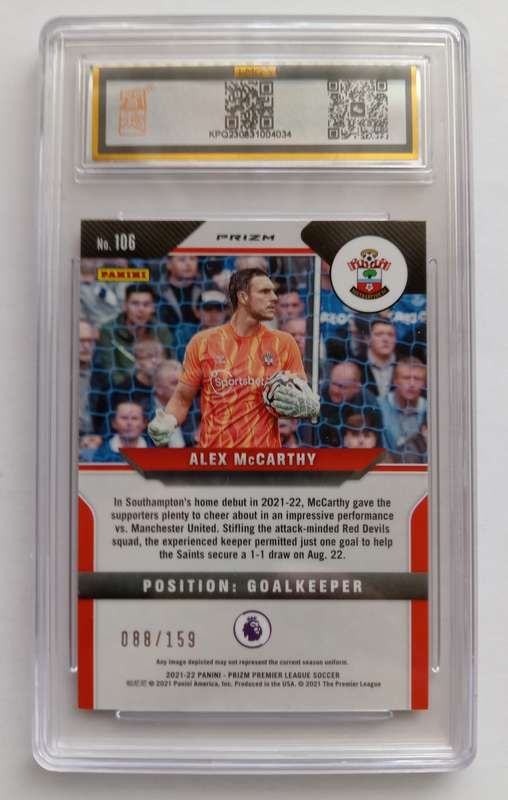 ALEX McCARTHY (Saints) - PANINI PRIZM EPL 2021/22 - CERTIFIED PROOF RED MOJO Trading Card 88 of 159