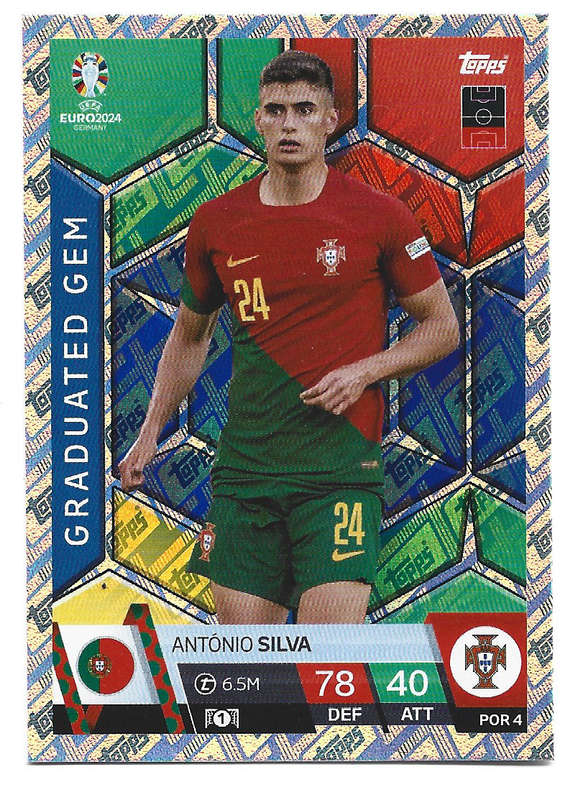 ANTONIO SILVA - Topps `UEFA EURO 2024` Collection - FOIL`GRADUATED GEM` Trading Card POR4