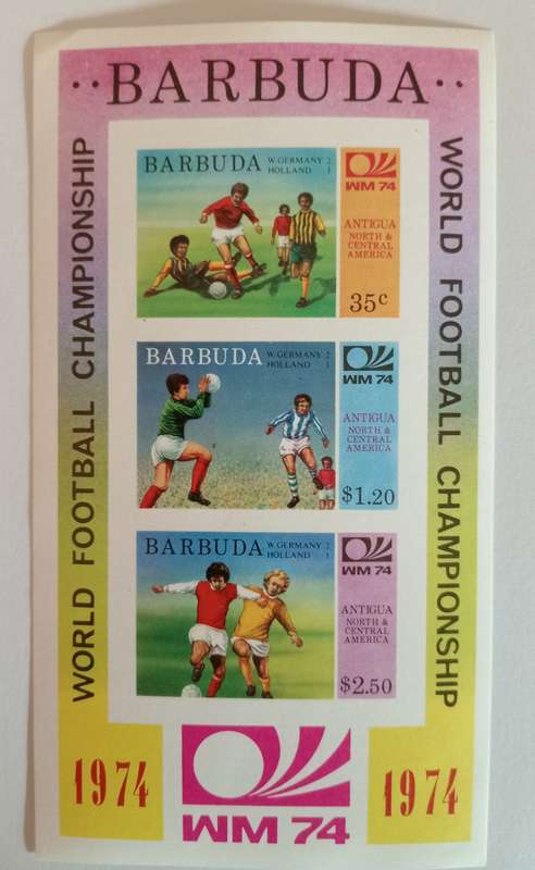 BARBUDA - FIFA WORLD CUP 1974 GERMANY STAMP SHEET - STAMP MINIATURE SHEET