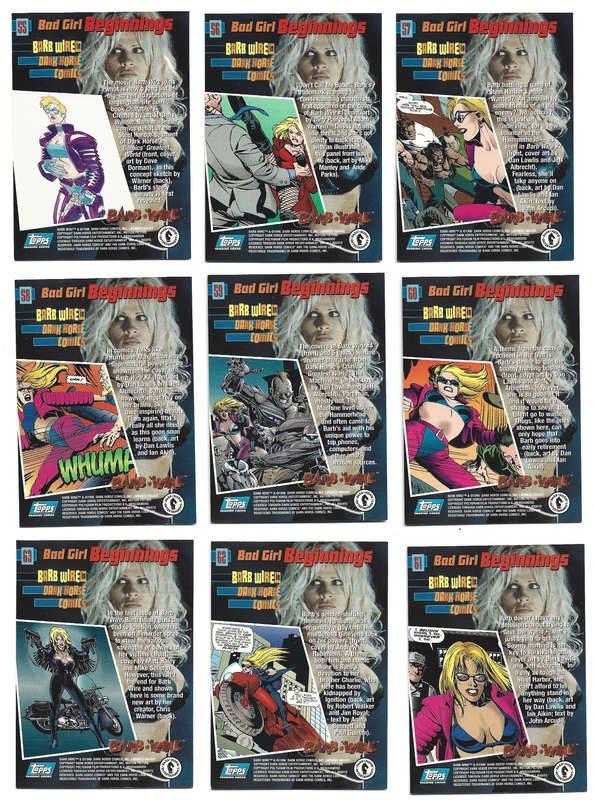 PAMELA ANDERSON - BARB WIRE the Movie - Lot of 9 COMIC BAD GIRL BEGGININGS ART GALELRY Trading Cards