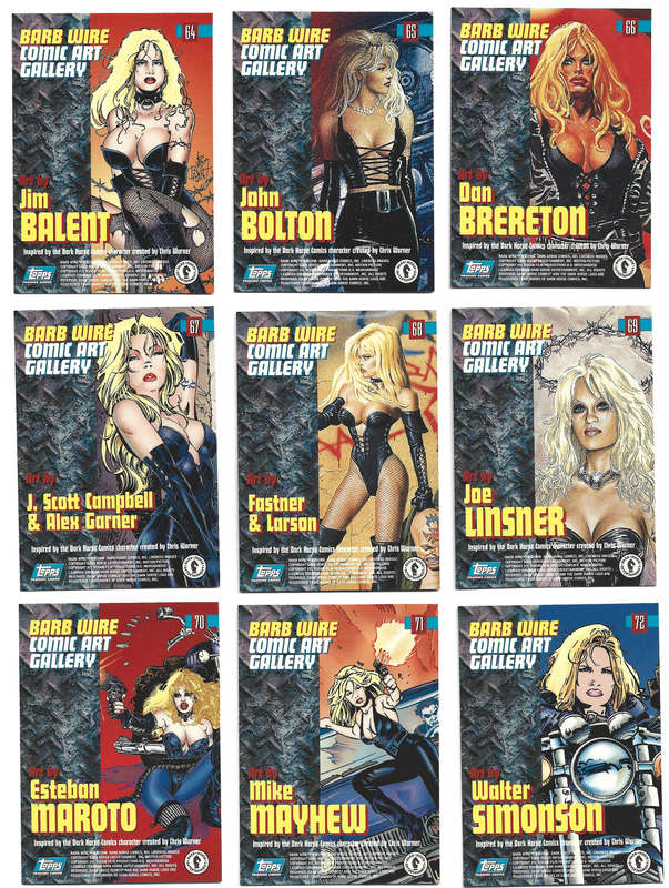 PAMELA ANDERSON - BARB WIRE the Movie - Lot of 9 COMIC ART GALELRY Trading Cards