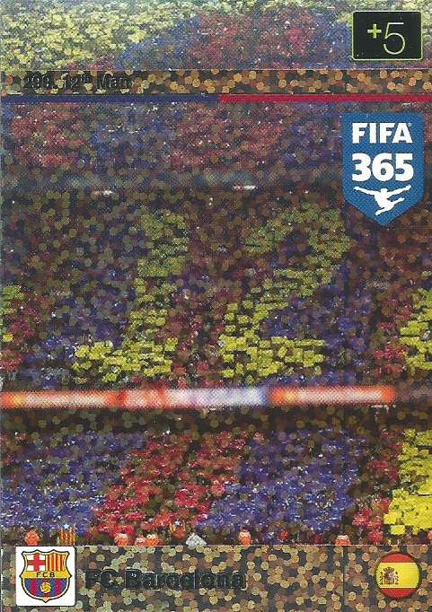 BARCELONA - PANINI "FIFA 365" 2016 COLLECTION - FOIL "12th MAN" TRADING CARD 299