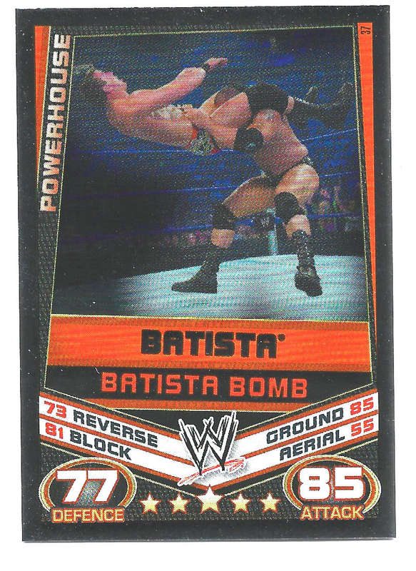 BATISTA - TOPPS WWE SLAM ATTAX REBELLION 2013/14 - FOIL `FINNISH MOVE` TRADING CARD