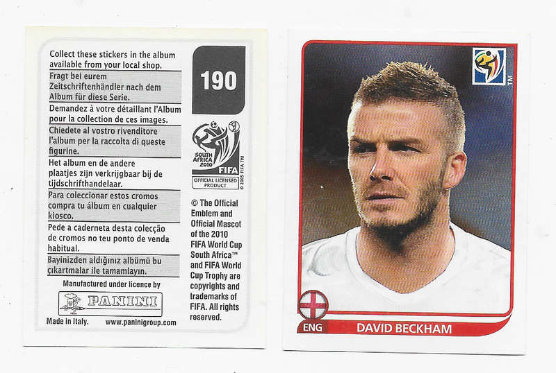 DAVID BECKHAM - PANINI FIFA WORLD CUP 2010 STICKER COLLECTION - STICKER 190