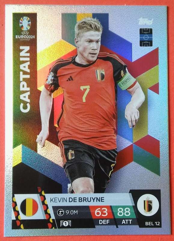 KEVIN DE BRUYNE - Topps `UEFA EURO 2024` Collection - FOIL`CAPTAIN` Trading Card BEL12