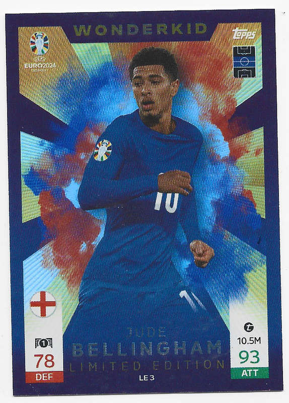 JUDE BELLINGHAM - Topps `UEFA EURO 2024` Collection - WONDER KID "LIMITED EDITION" TRADING CARD