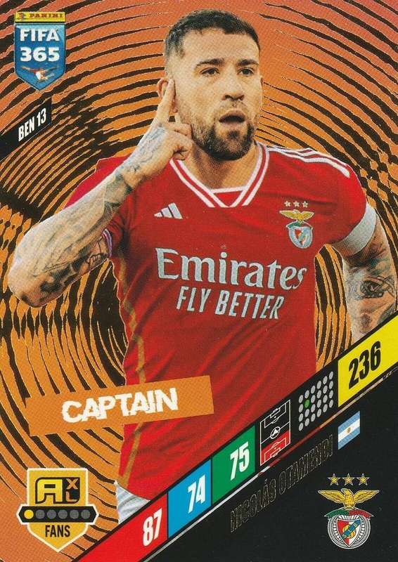 NICOLAS OTAMENDI - PANINI `FIFA 365 COLLECTION` 2024 - `CAPTAIN` FOIL TRADING CARD BEN13