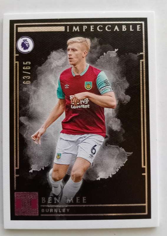 BEN MEE (BURNLEY) - PANINI IMMACULATE COLLECTION 2020 - RARE TRADING CARD 63 of 65