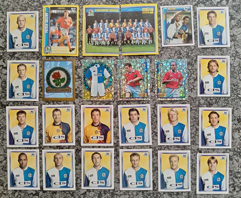 BLACKBURN ROVERS - MERLIN Premier League sticker collection 1998 - COMPLETE TEAM SET OF 24 STICKERS
