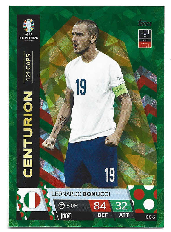 LEONARDO BONUCCI - Topps `UEFA EURO 2024` Collection -  EMERALD PARALLEL`CENTURION` Trading Card CC6