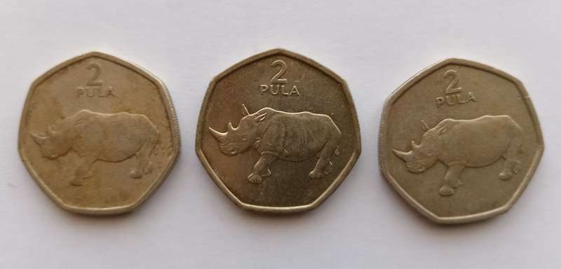 BOTSWANA  - Lot of 3 2 PULA Coins, Various years - Circulated coins