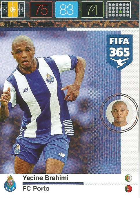 YACINE BRAHIMI - PANINI "FIFA 365" 2016 COLLECTION - FOIL "ONE to WATCH" TRADING CARD 213