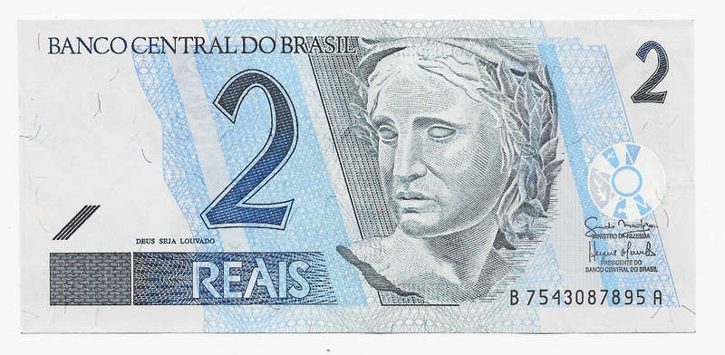 BANCO CENTRAL DO BRAZIL  - 2 REAIS BANK NOTE 2001 - USED NOTE in EF CONDITION