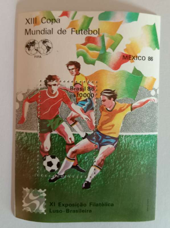 BRAZIL - FIFA WORLD CUP MEXICO 1986 STAMP SHEET - STAMP MINIATURE SHEET