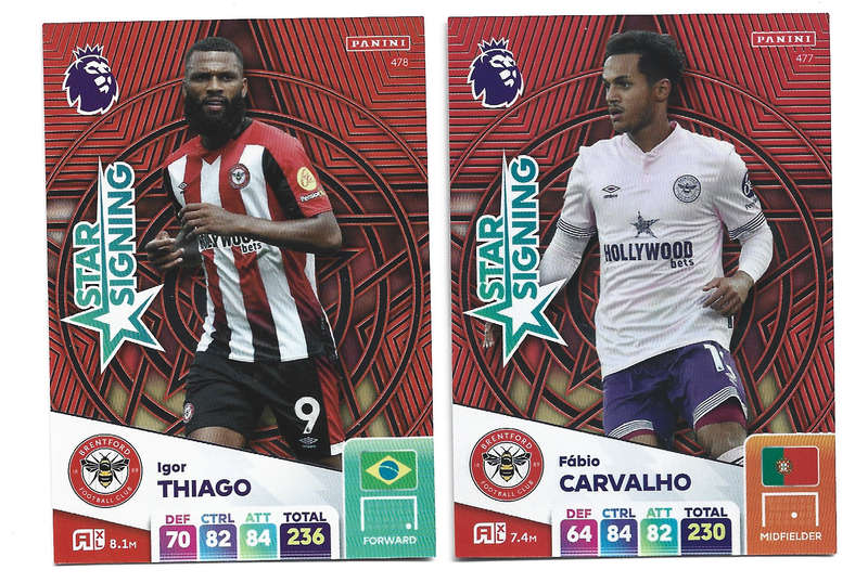 BRENTFORD FC   - PANINI Eng/Premier League 2025 - COMPLETE SET of 2 "STAR SIGNING" CARDS