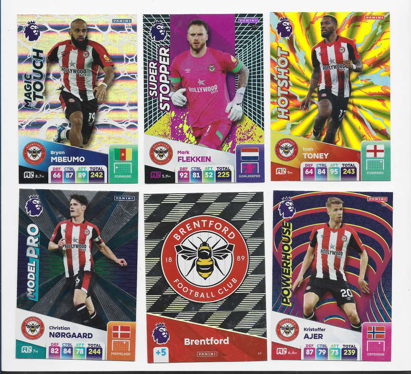 BRENTFORD FC  - PANINI English Premier League 2024/25 - COMPLETE TEAM SET of 23 TRADING CARDS