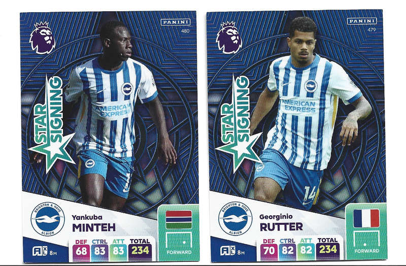 BRIGHTON & HOVE   - PANINI Eng/Premier League 2025 - COMPLETE SET of 2 "STAR SIGNING" CARDS