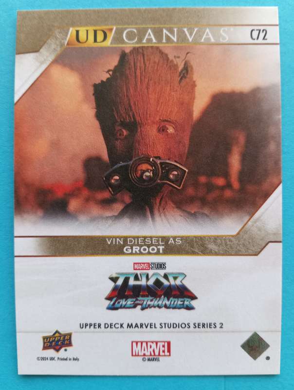 VIN DIESEL as Groot -Upper Deck Marvel Studios Series 2 2024 - Rare Canvas Trading Card C72