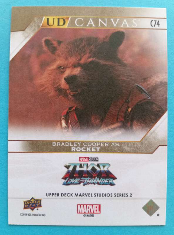 BRADLEY COOPER as Rocket -Upper Deck Marvel Studios Series 2 2024 - Rare Canvas Trading Card C74