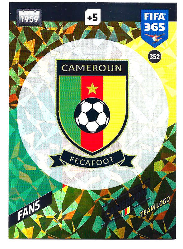 CAMEROON - PANINI `FIFA 365 2018` COLLECTION - FOIL `CLUB BADGE` TRADING CARD 352