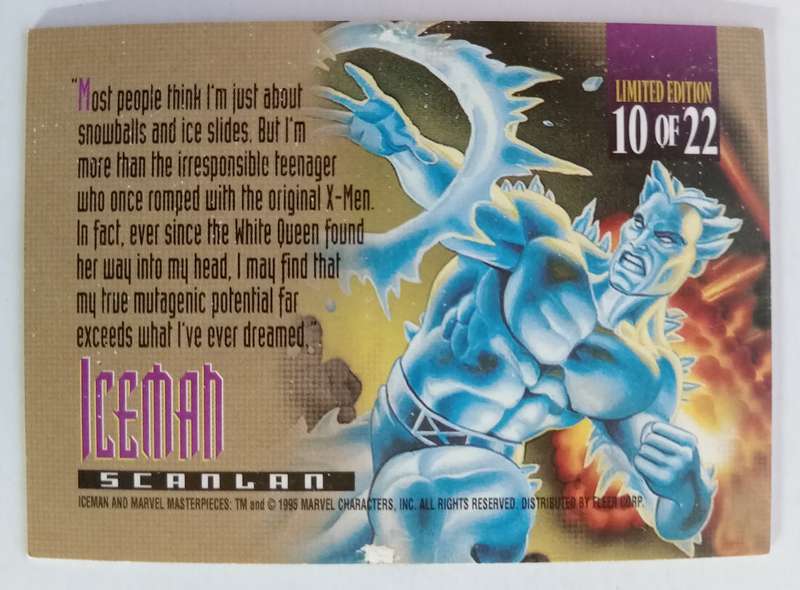 ICEMAN - MARVEL MASTERPIECES 1995 - RARE CANVAS TRADING CARD 10 of 22